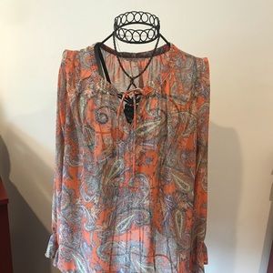 Skies are blue XL beautiful sheer paisley blouse